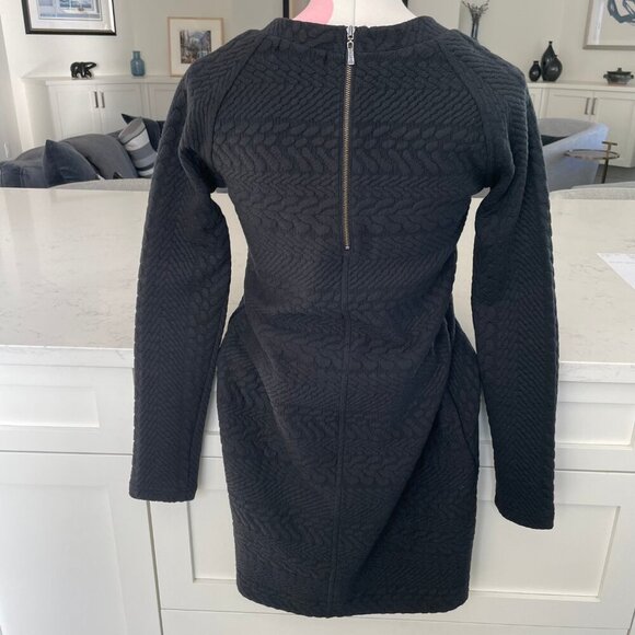 Prana Macee Raglan Slv Scoop Nk Textured Jacquard Knit Shift Dress Black XS NWT - Picture 8 of 16